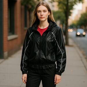 Zella Spring Showers Peplum Hooded Performance Jacket Reflective Size Small